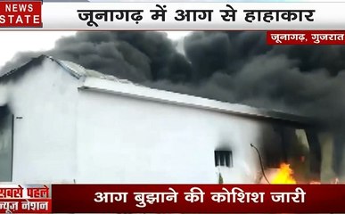 गुजरात: जूनागढ़- प्लास्टिक फैक्ट्री में लगी भीषण आग, देखें वीडियो