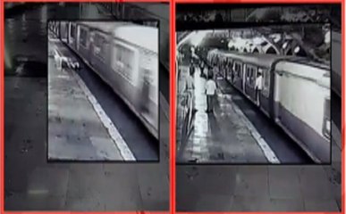 चलती ट्रेन से गिरा शख्स, CCTV में कैद हुआ हादसा