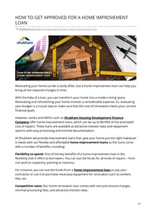 HOW TO GET APPROVED FOR A HOME IMPROVEMENT LOANS