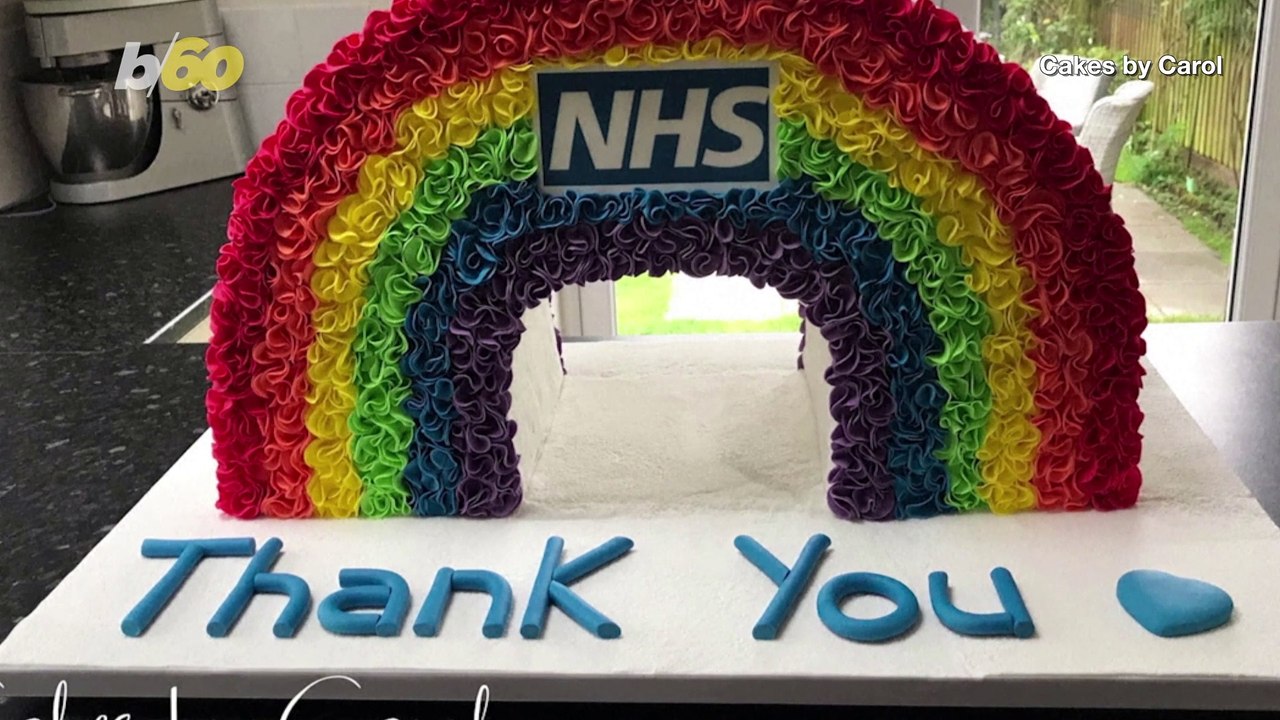 Baker Creates Giant Rainbow Cake for Health Car...
