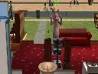 lapin rose qui danse