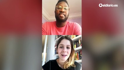 En la biblioteca de Georgina Amorós, con Moha Gerehou