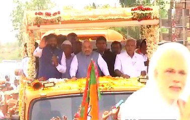 सिद्दारमैया के चुनावी क्षेत्र में अमित शाह ने किया रोड शो