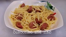 Spider Spaghetti - 4 ingredients spaghetti recipe - spaghetti and hotdogs to make with kids