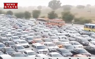 मथुरा में लगा लंबा ट्रैफिक जाम, लोग हुए परेशान