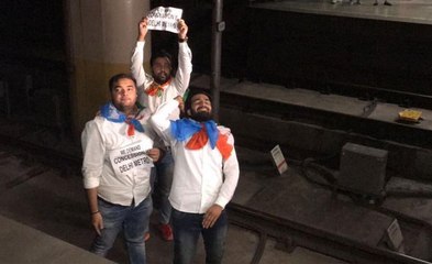 दिल्ली मेट्रो का किराया बढ़ाने के खिलाफ NSUI का प्रदर्शन