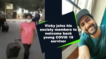 Vicky joins his society members to welcome back young COVID 19 survivor