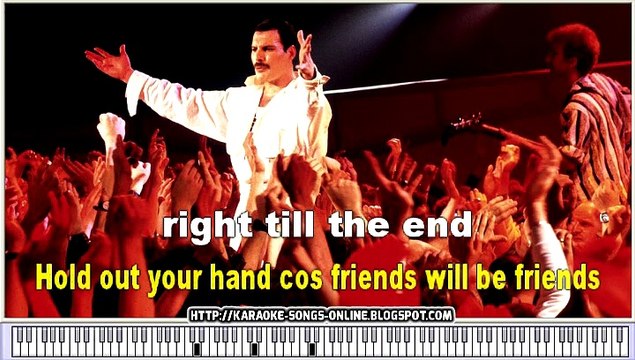 Queen & Freddie Mercury- Friends Will Be Friends - karaoke with lyrics on the screen and piano.