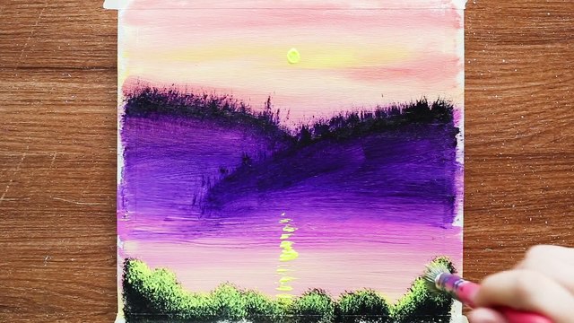 Rainy Day Landscape Acrylic Painting on Mini Canvas Step by Step #11｜Easy Simple Satisfying Demo