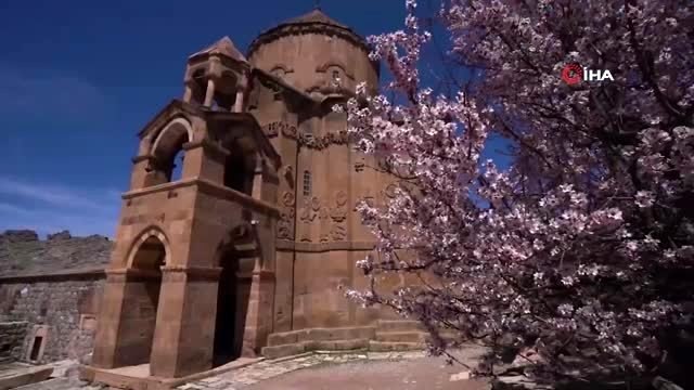 Ziyaretçisiz kalan 'Akdamar Adası' badem çiçekleri ile sessiz bir şölen sunuyor