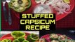 Stuffed Capsicum Recipe | Yummy Stuffings | Rice + Paneer + Olives + Cheese