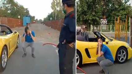 Porsche Car Owner Made To Do Sit-ups On Road