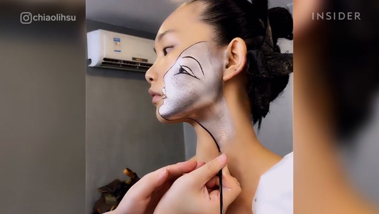 Makeup artist creates beautiful line illustrations