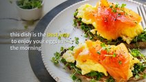low carb keto breakfast recipe scrambled egg with smoked salmon and salad cress -  2020