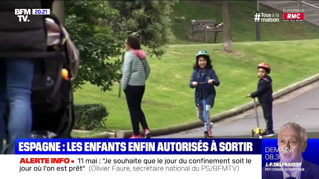 Les images des premières sorties d'enfants en Espagne depuis 6 semaines