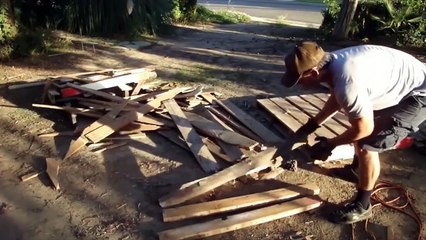 Fabricação de cadeira rustica feita com madeiras de pallets