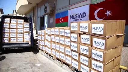 Azerbaycan'da Türk iş insanları ve hayır kurumlarından gıda yardımı