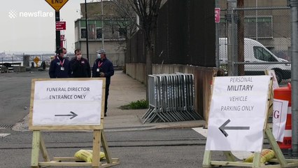 Mobile coronavirus morgues guarded by military in Brooklyn, New York