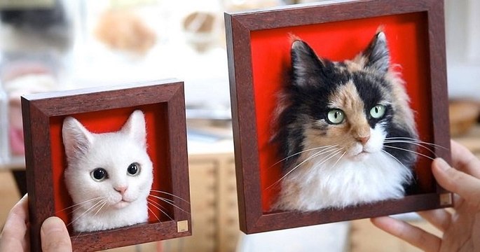 Avec de la laine, cet artiste réalise des portraits de chats plus vrais que nature