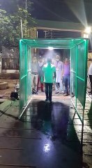 सब्जी मंडी में लगी सैनिटाइजिंग मशीन