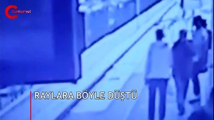 Metroda bayılan gencin raylara düşme anı kamerada