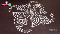 Beautiful Rangoli design (without Dots) / Freehand kolam Design / Maguva Tv / Free hand Rangoli