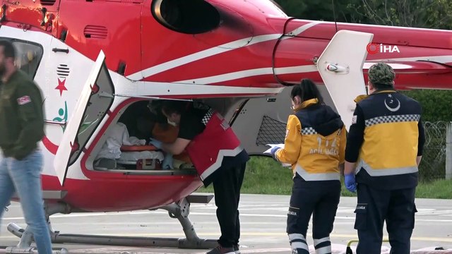 Düşerek bacağı kırılan yaşlı kadın ambulans helikopterle hastaneye sevk edildi