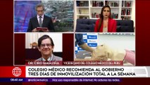 Primera Edición: Colegio Médico recomienda al Gobierno tres días de inmovilización total a la semana