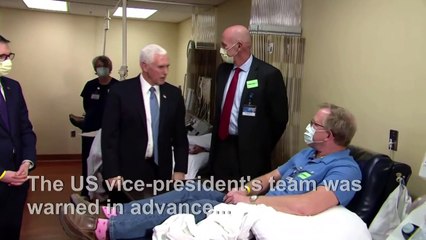Pence flouts US hospital's mask policy during visit
