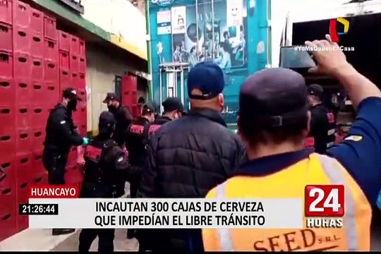 Huancayo: incautan más de 300 cajas de cerveza que impedían el tránsito de peatones