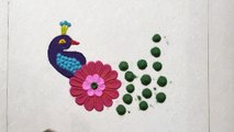 Easy and Beautiful Peacock Rangoli design जो आप भी बना लेंगे | Creative Peacock Kolam