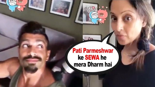 Bipasha Basu Does ‘PATTI KE SEWA’ during Quarentine | Bipasha and KaranSinghGrover | BiscootTv