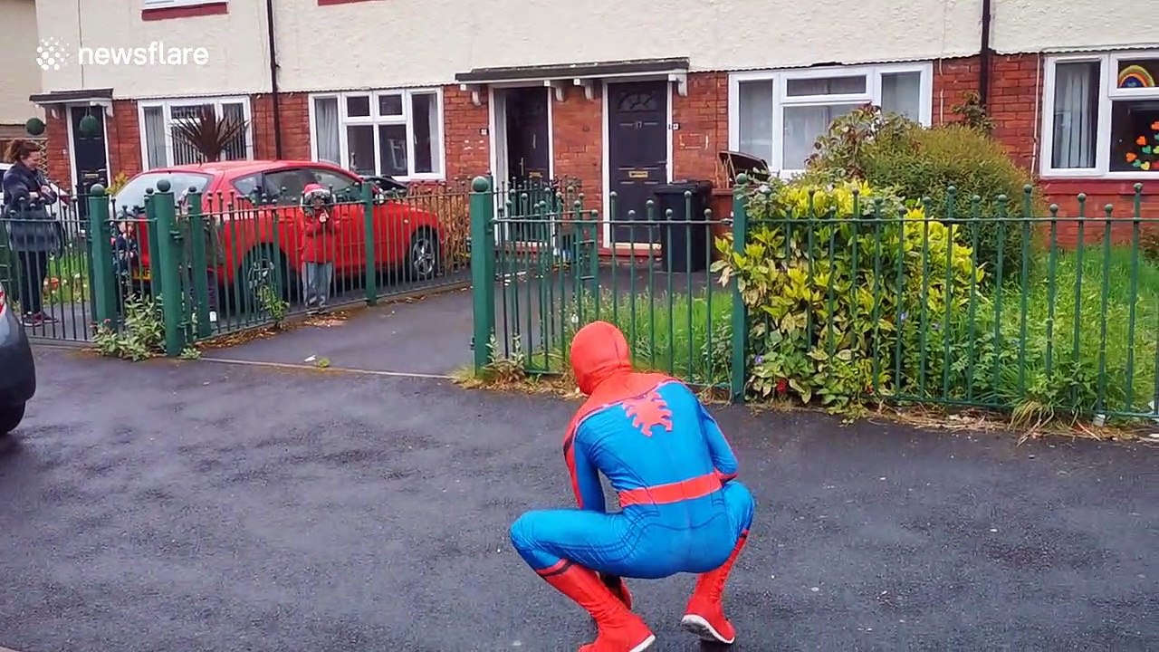 Superhero brings smiles to children across Leeds during coronavirus lockdown