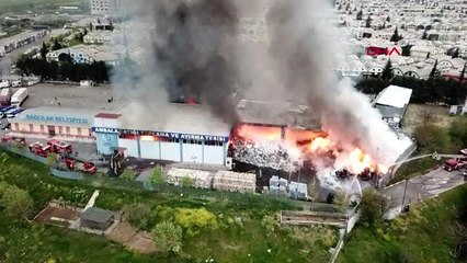 İSTOÇ'TA İŞYERİ ALEV ALEV YANIYOR