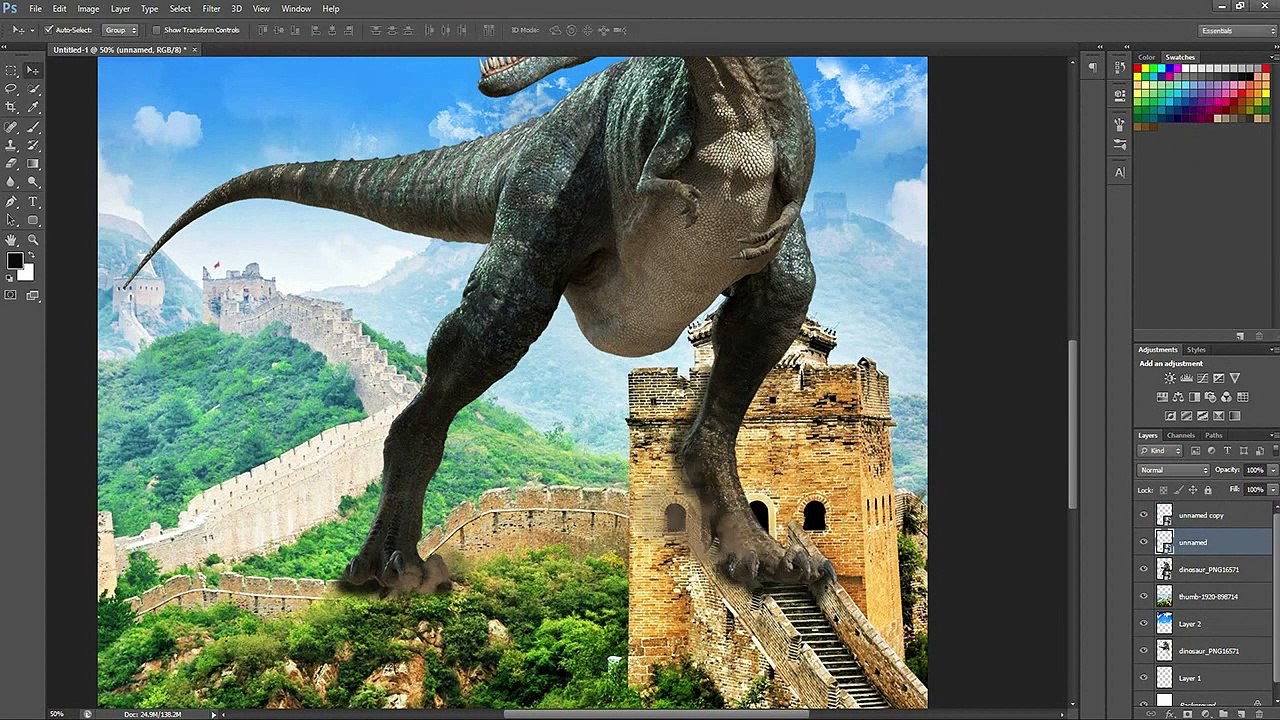 Dinosaur in china poster making in photoshop
