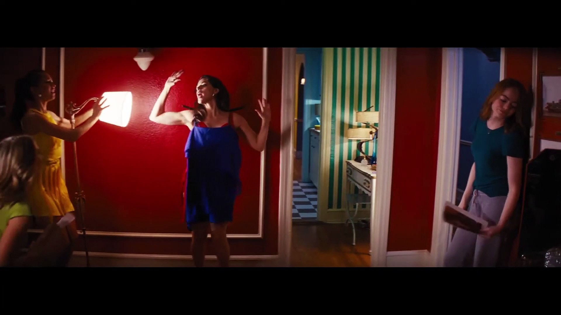 strapless open back dress Emma Stone La La Land Mia Red Leather Jacket main image 0
