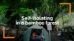 Indonesian man self-quarantines in bamboo forest