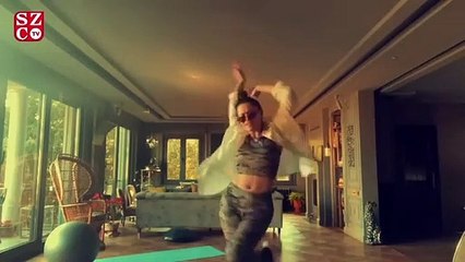 Belçim Bilgin evinde dans edenler kervanına katıldı