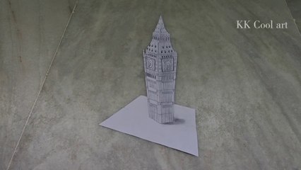 How to draw a 3D Big Ben / Step by Step for Beginners
