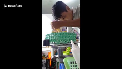 Vietnamese baker creates impressive dragon-themed cream cake