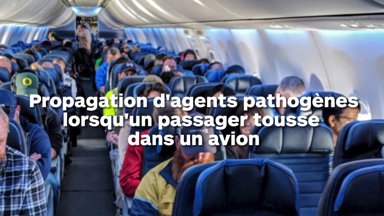 Visualisation de la propagation des microbes lorsqu'on tousse dans un avion