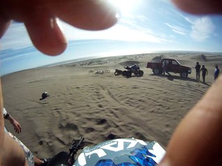 Rider Misjudges Dune Jump and Lands on Friend