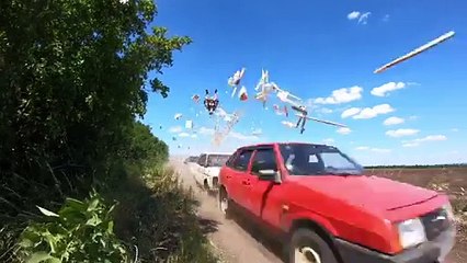 Guy Flips Over Speeding Cars
