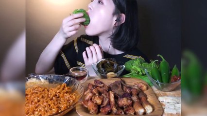 Beef intestines mukbang - 소곱창 대창 막창 염통 특양 리얼사운드 먹방 불닭볶음면까지 !