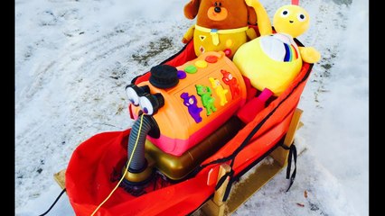 Download Video: NOO NOO Toy and DUGGEE Rides On Snow Sled-