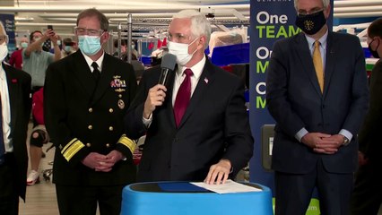 Pence, wearing a mask, visits Indiana ventilator plant