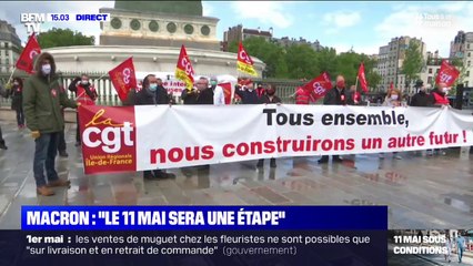 1er mai: Une dizaine de manifestants de la CGT rassemblés place de la Bastille