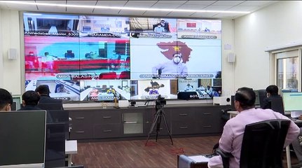 VIJAY RUPANI MEETING WITH MUNICIPAL CORPORATIONS DURING LOCKDOWN USING VIDEO CONFERENCE
