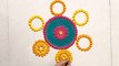 Creative Easy and Innovative Marigold Flower Rangoli Design | SuperEasy Marigold Flower Kolam with Cotton buds