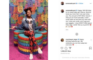 Vanessa Bryant pays tribute to late daughter Gianna on her 14th birthday